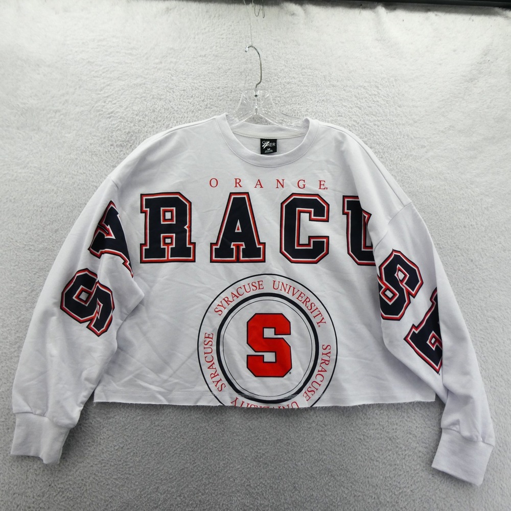 GIII Sweatshirt Womens Medium Syracuse University Orange White Crop Pullover Y2K